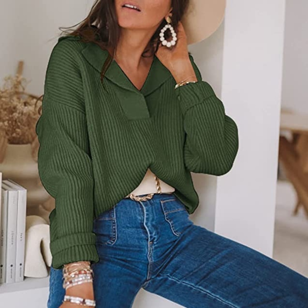 Long Sleeve V-Neck Fashion Sweater